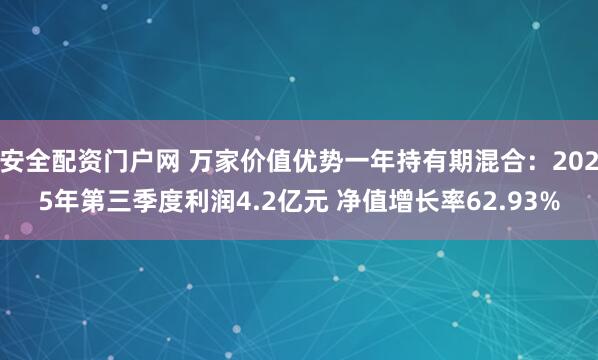 安全配资门户网 万家价值优势一年持有期混合:2025年第三季度利润4.2亿元 净值增长率62.93%